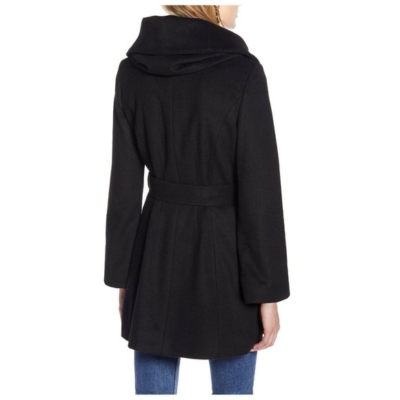 NEW $350 HALOGEN TAHARI Wool Blend Wrap Coat black warm winter size S - Picture 3 of 4